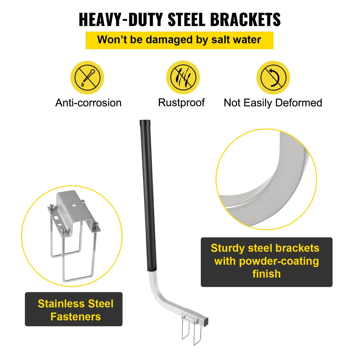 BENTISM vessel Trailer Guide-on, 60", One Pair Galvanized Steel Trailer Post Guide ons, with PVC Tube Covers, Complete Mounting Accessories Included, for Ski craft, Fishing craft or Sailboat Trailer