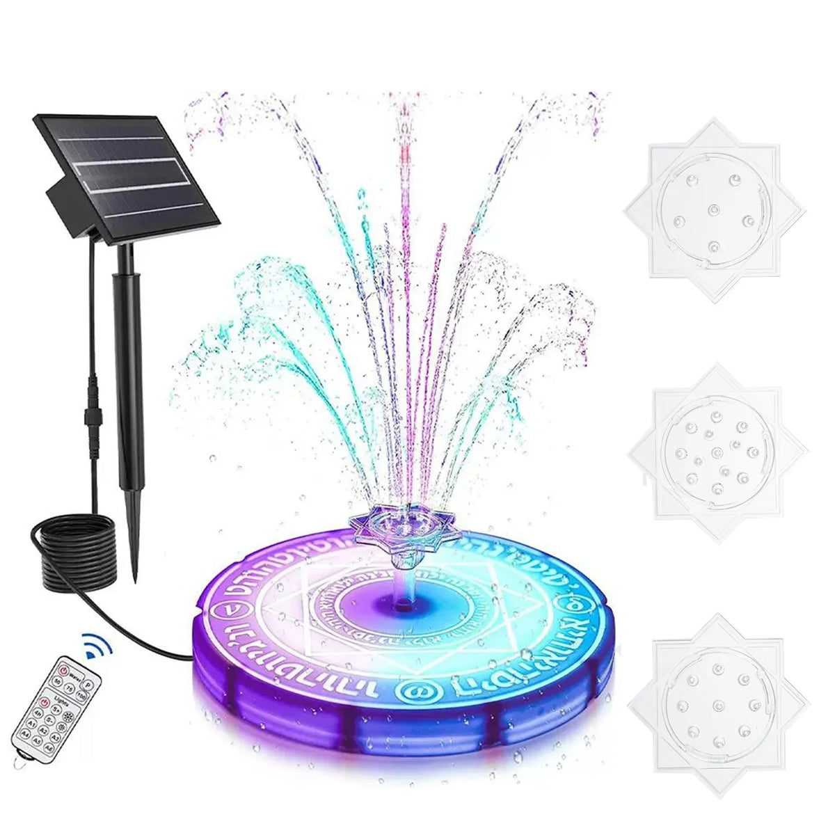 Walmeck Fountain Light, Solar Bath Pond Decoration with Remote Control LED, Outdoor Garden Decor