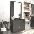 Artist Hand Wall Mount Barber Salon Station Hair Styling Makeup Spa with Mirror, Drawer, 2 Doors (Black)