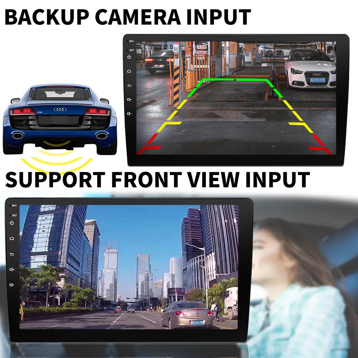 Binize Double Din Car Stereo appropriate with  CarPlay&Android Auto 9 Inch Android 10 Touchscreen Car Radio with Backup camera, Bluetooth,SW control, GPS Navigation