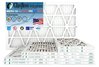 Glasfloss 15x25x1 - MERV 10 -Qty:6 - Furnace Air Filter - Made in USA (Actual Size: 14.5 x 24.5x7/8 inch)