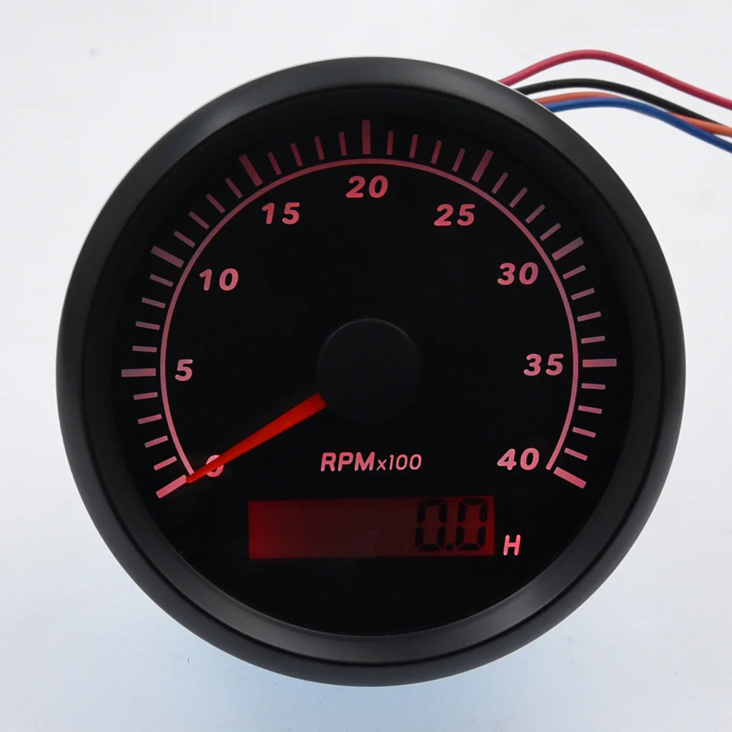 Geloo Marine Tachometer Hour Meter Waterproof Tachometer Gauge 0-4000RPM 85mm for Car craft Truck RV