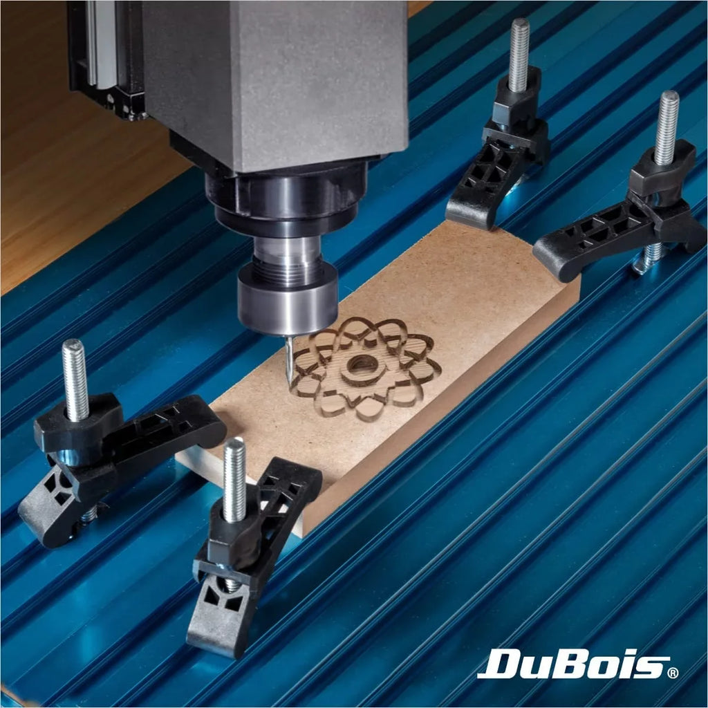 DuBois 51045-P4 Mini T Track Hold Down Clamps Woodworking Series, 3-3/4" x ¾ Reinforced Plastic Clamps with Steel T-Bolts, 8PK