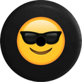 2018 2019 Wrangler JL Backup Camera Text Emoji Smiling Face Sunglasses Cool Summer Spare Tire protector for Jeep RV 32 Inch