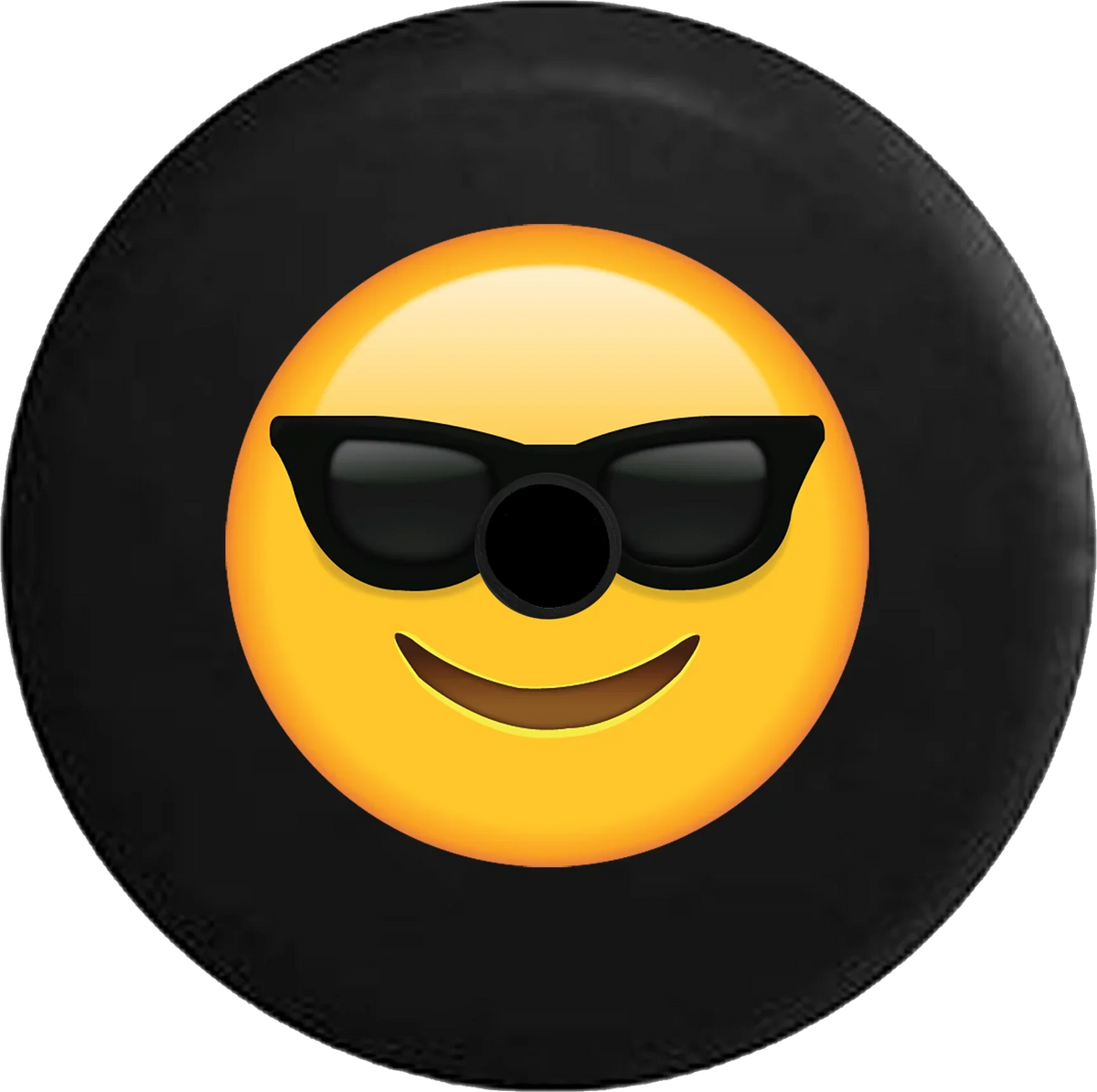 2018 2019 Wrangler JL Backup Camera Text Emoji Smiling Face Sunglasses Cool Summer Spare Tire protector for Jeep RV 32 Inch