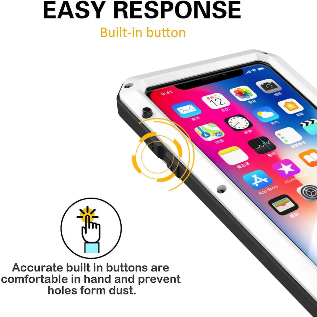 Gorilla Glass Aluminum Metal iPhone 8 Plus Case (Silver) Heavy Duty Military Grade Shockproof and Scratch immune Protection, Rugged Outdoor Travel