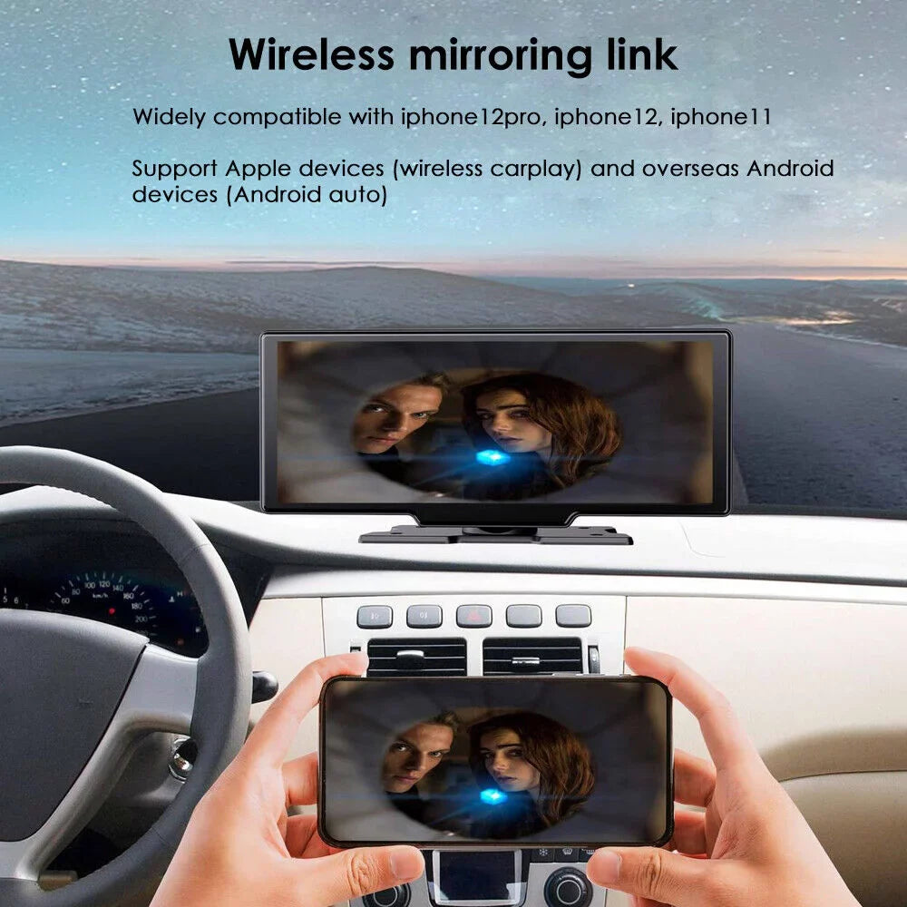 Jahy2Tech 2K Wireless 10.26'' Touch Screen Dual Channel Wifi Car DVR Dash Camera Android Auto ".