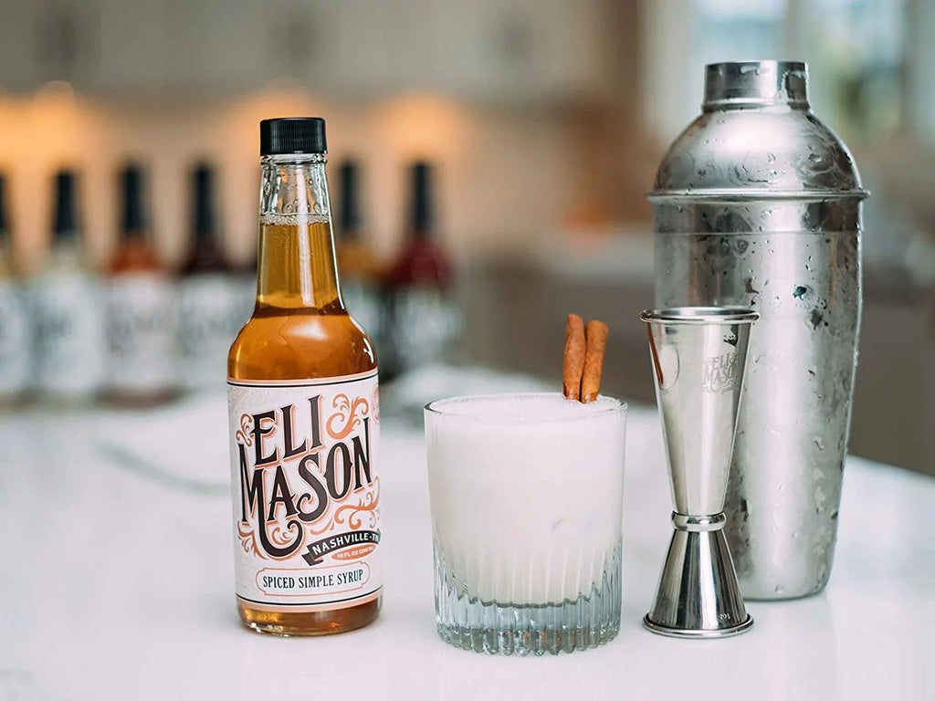 Eli Mason Spiced Simple Syrup - All-natural Cocktail Mixer - Uses Real Cane Sugar, Assorted Spices & Proprietary Blend Of Cocktail Bitters - Made In USA, Small Batch Cocktail Mixes - 10 Ounces