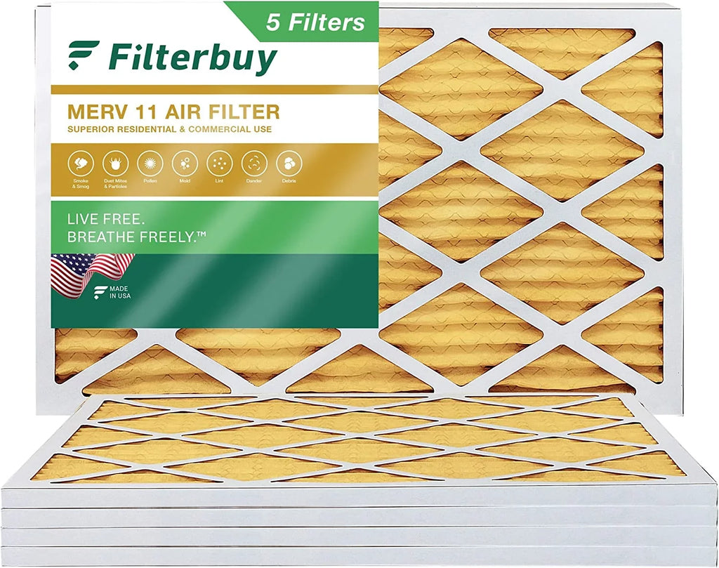 Filterbuy 16x24x1 MERV 11 Pleated HVAC AC Furnace Air Filters (5-Pack)