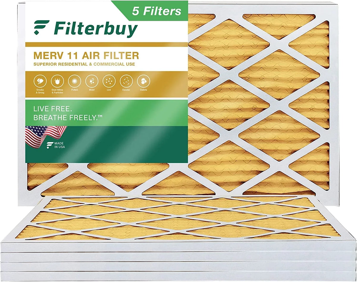 Filterbuy 16x24x1 MERV 11 Pleated HVAC AC Furnace Air Filters (5-Pack)
