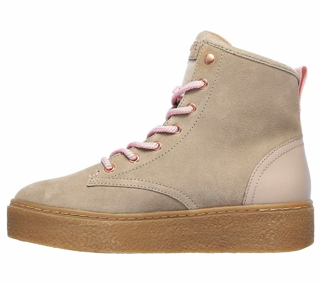 SКECHERS CHELSEA PUNK ST HIGH MEMORY FOAM WOMEN BOOTS SHOES TAUPE/GUM SIZE 8 NEW