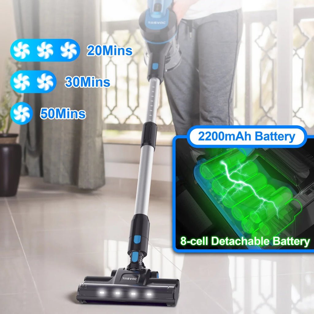 TASVAC Cordless Vacuum Cleaner 28kPa 6-in-1 Lightweight Stick Vacuum Cleaner Up to 50mins Runtime for Carpet Floor Pet Hair