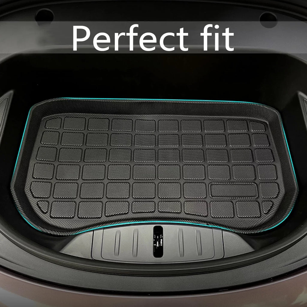 KIKIMO Tesla Model Y Storage Mat and Cargo Liners, Tesla Model Y Accessories, All elements Trunk Mat, Waterproof Rear Cargo Mat Custom Fit for Tesla, Heavy Duty Floor Mats