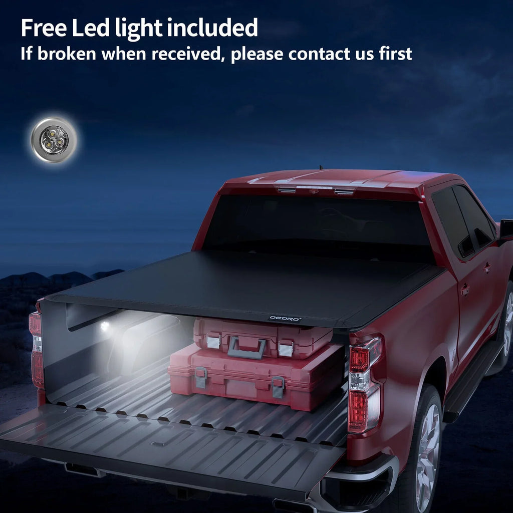 Ledkingdomus 5.5ft Soft 4 Fold Truck Bed Tonneau protector for 14-21  Tundra w/ Deck Rail System
