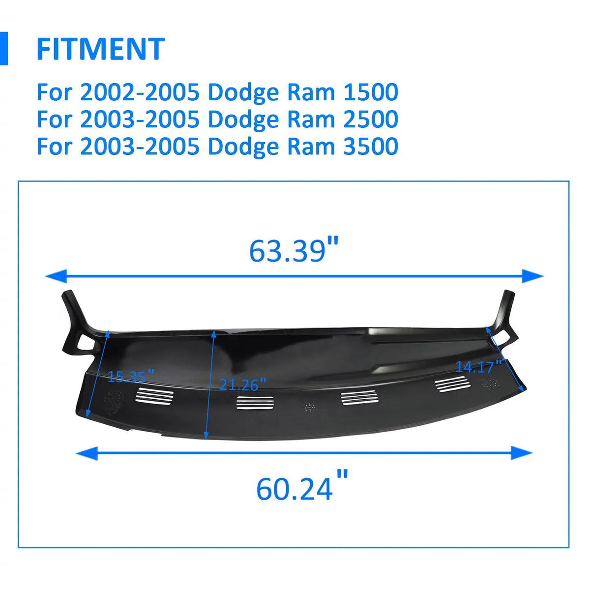Kojem Dashboard protector for 2002 2003 2004 2005 Dodge Ram 1500 2500 3500 Molded Dash Pad Board shield Skin Cap Protector Overlay Black