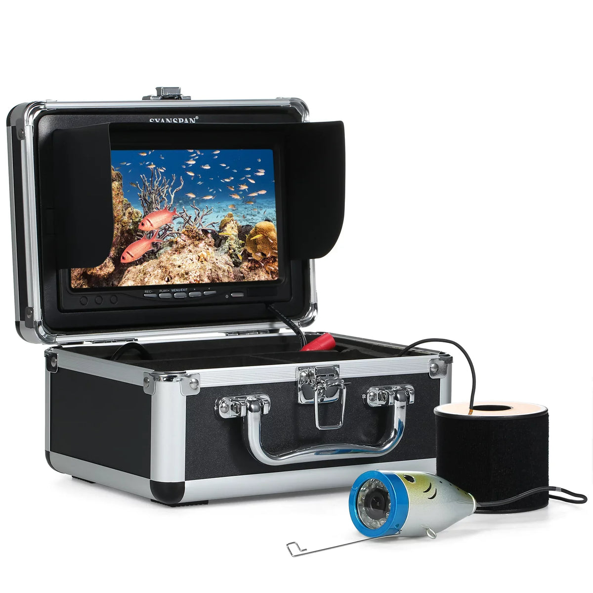 moobody Underwater Fishing Camera Fish Finder with 12LEDs 7Inch/9Inch LCD Display 15M/30M/50M Cable IP68 Waterproof for Sea Lake ship Ice Fishing