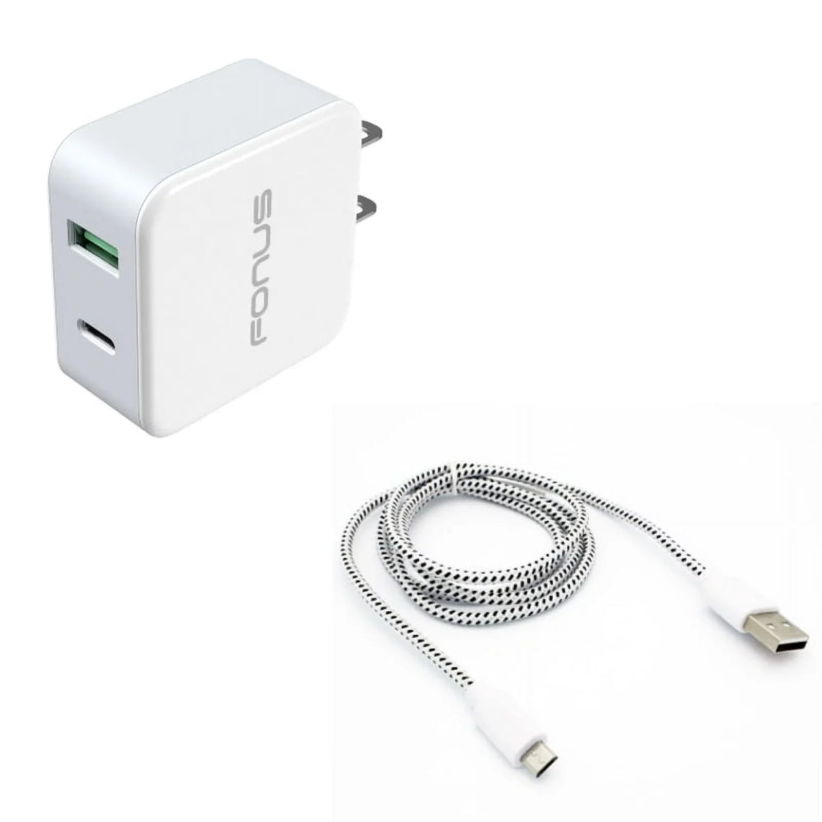 36W Quick Home Charger w MicroUSB 10ft USB Cable E7Y for Coolpad Illumina, Defiant, REVVL Plus - Doro PhoneEasy 626, Doro 824 SmartEasy - HTC One M9 A9, Desire EYE 626s 626 612 610 555 530 526