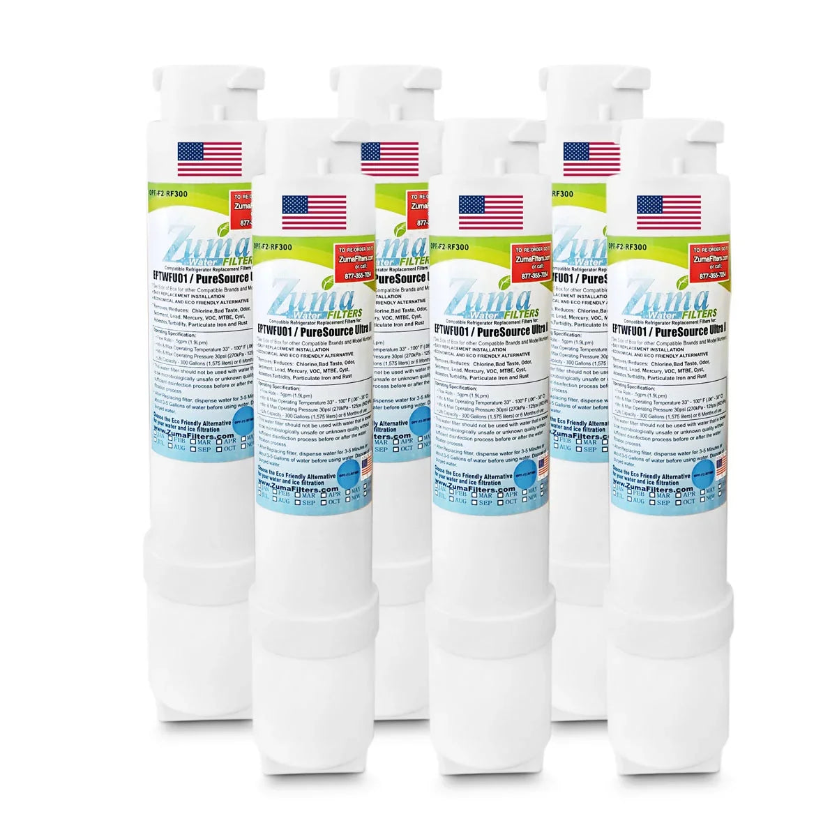 ZUMA Brand , moisture and Ice Filter , appropriate with FPBS2777RF9 - 6 Pack - Made in U.S.A.