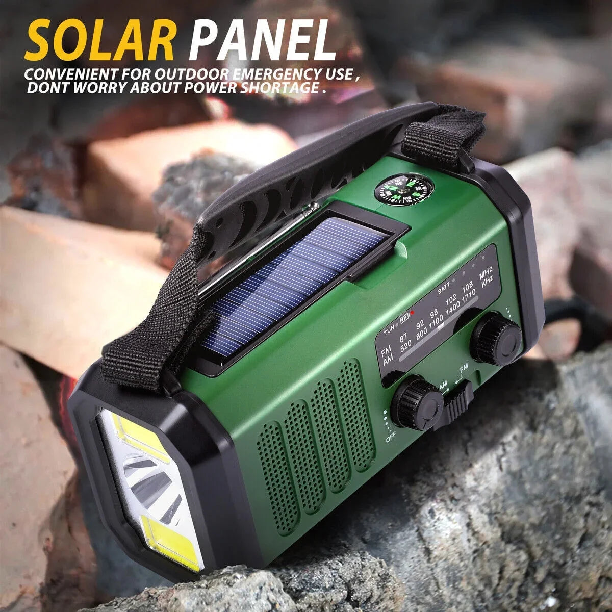 10000mAh Emergency Solar Hand Crank climate Radio Power Bank Charger with Flashlight