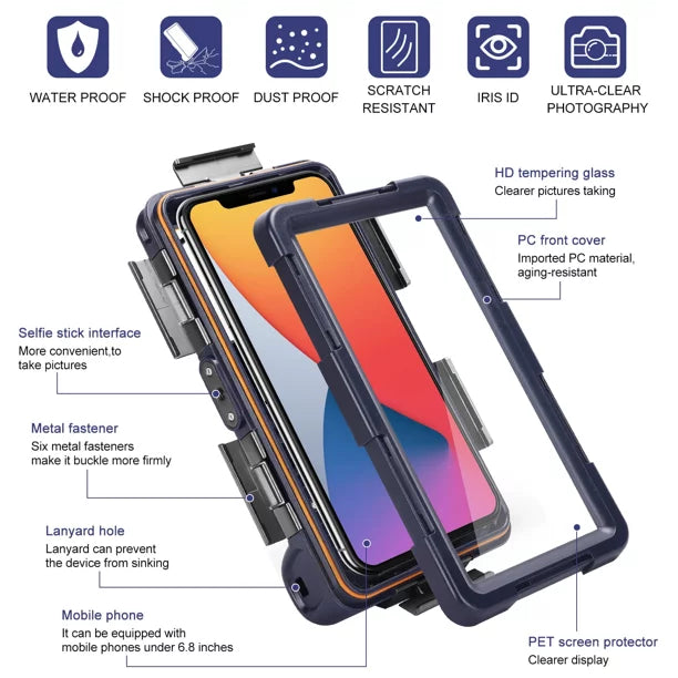 UrbanX Professional [15m/50ft] Swimming Diving Surfing Snorkeling Photo Video Waterproof Protective Case Underwater Housing for Realme Narzo 50 And all Phones Up to 6.9 Inch LCD with Lanyard