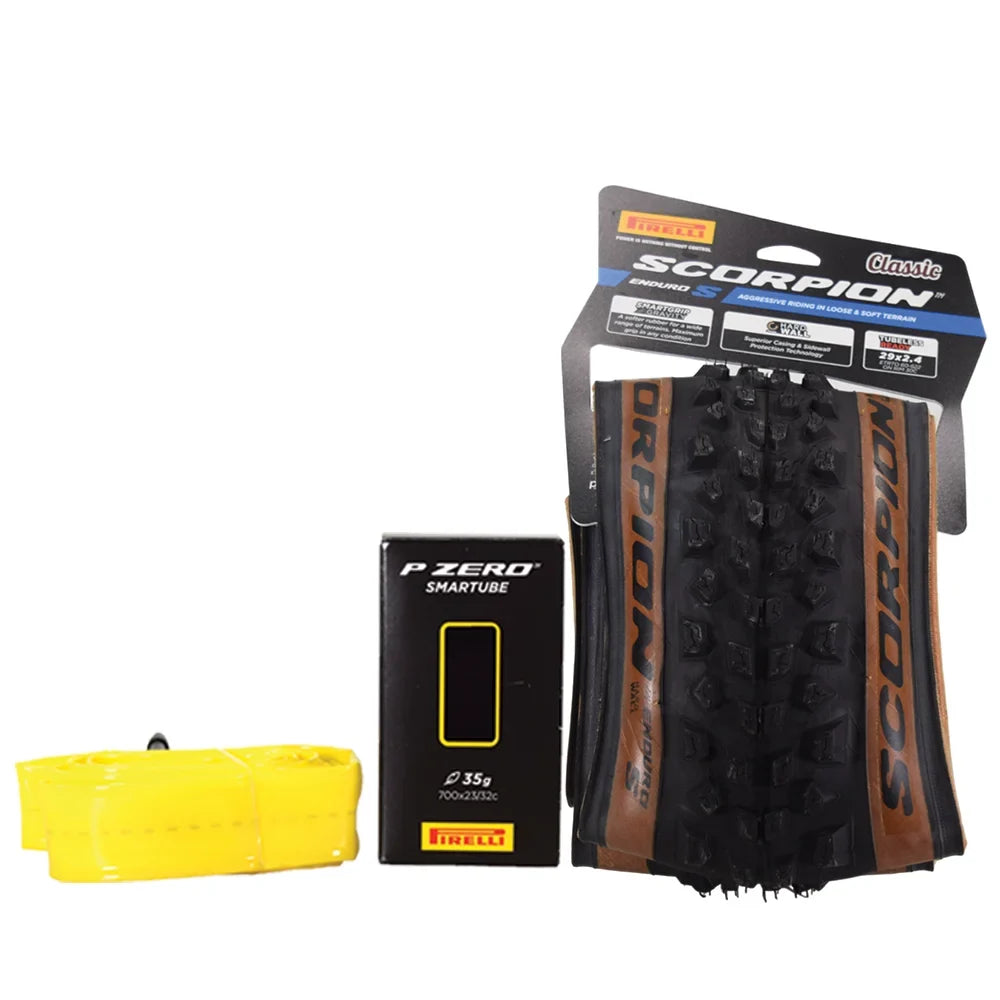 Pirelli Scorpion Enduro S Classic 29" x 2.4 Mountain Bicycle Tire Unmatched Grip and Reliability for Extreme Enduro Riding, Tubeless Ready Clincher TLR, Enduro HardWall MTB Casing + SmarTUBE 23/32-622
