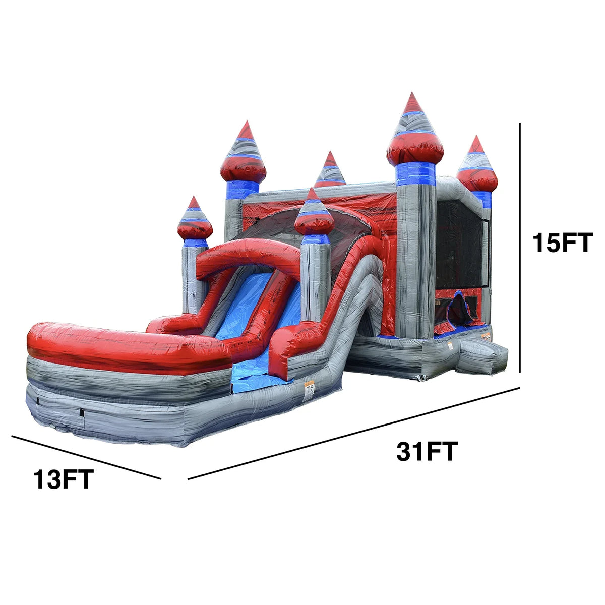 JumpOrange Commercial Grade Bounce House moisture Slide with Pool for Kids and Adults (with Blower), Castle Titanium