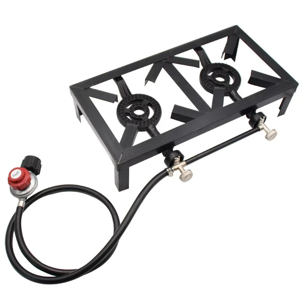 Htovila Propane Gas Double Cast Iron Stove for Patio Camping BBQ Cooking (Standard),  Furnace for  Excursions