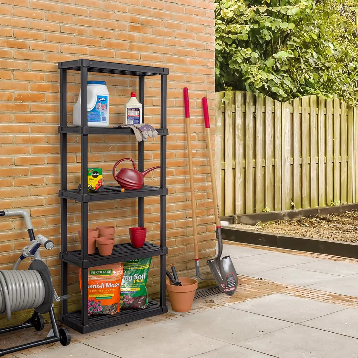 Total Capacity, Black. IRIS USA 5 -Tier Plastic Rack Storage Shelf with 200 lb
