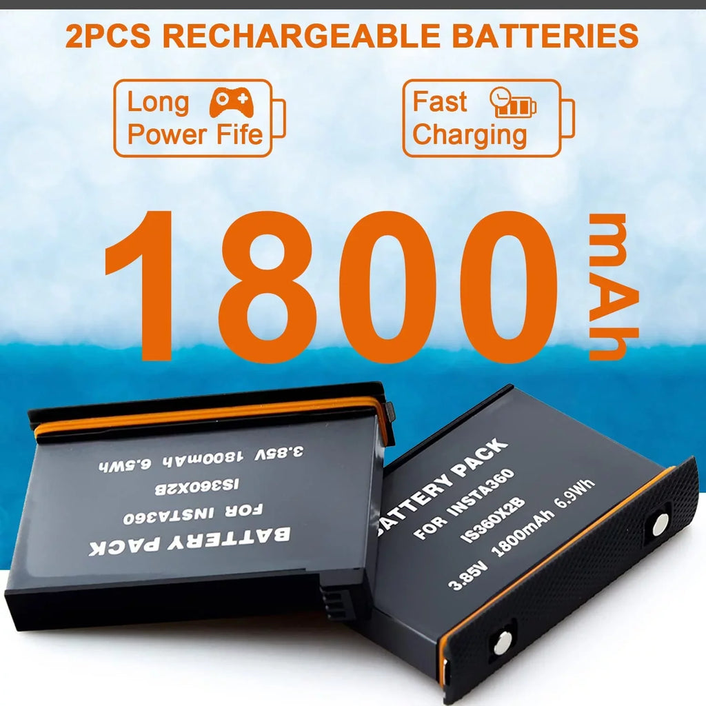 Insta360 ONE X2 Replacement Batteries 2-Pack and 3-Channel USB Charger appropriate with Insta360 ONE X2 360 Camera(Not Waterproof)