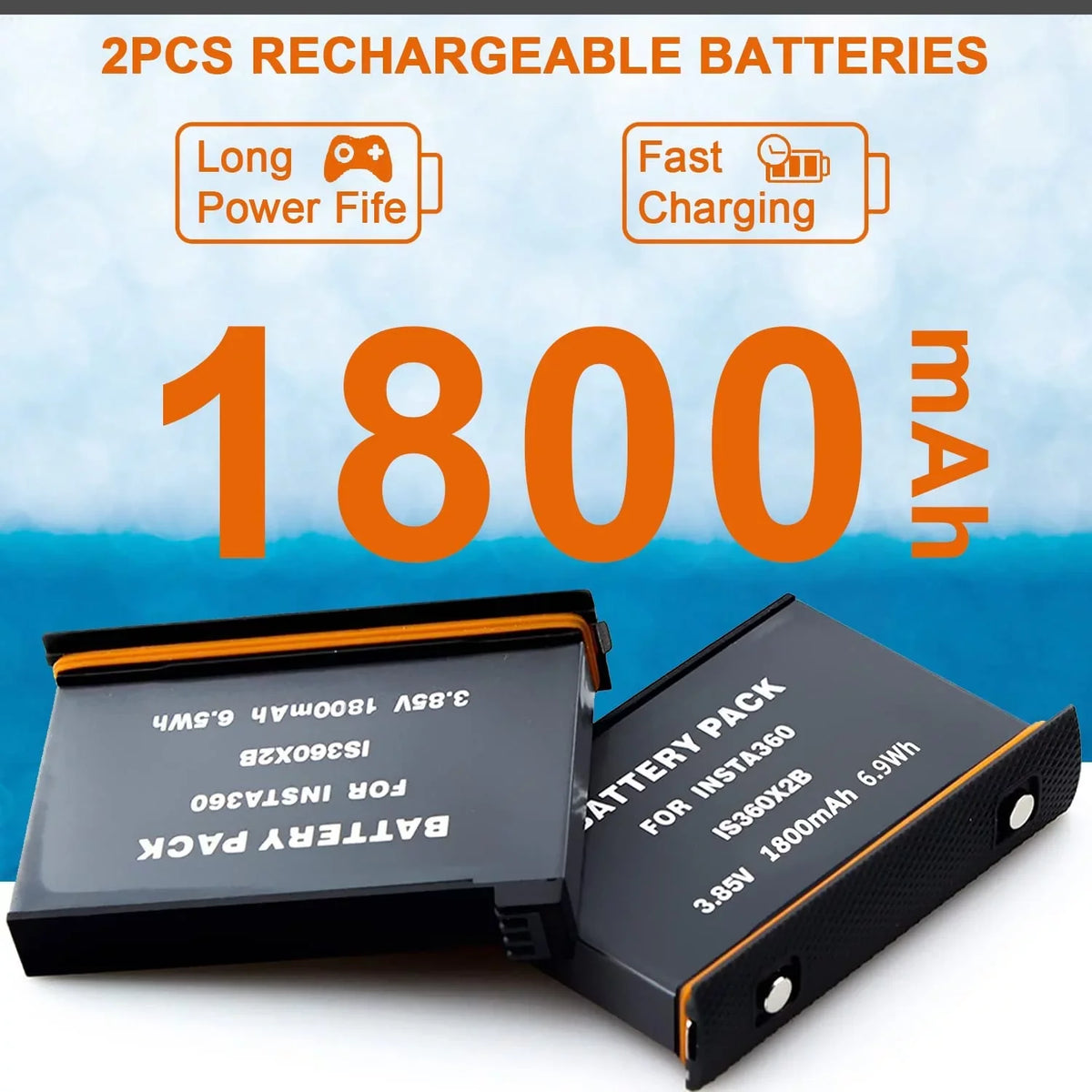 Insta360 ONE X2 Replacement Batteries 2-Pack and 3-Channel USB Charger appropriate with Insta360 ONE X2 360 Camera(Not Waterproof)