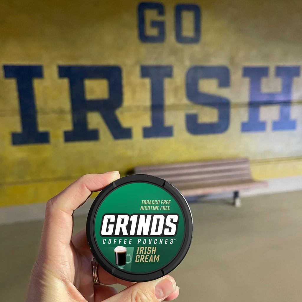 1/4 Cup of Coffee (Irish Cream). Grinds Coffee Pouches | 3 Cans of Irish Cream | Tobacco Free, Nicotine Free Healthy Alternative | 18 Pouches Per Can | 1 Pouch eq