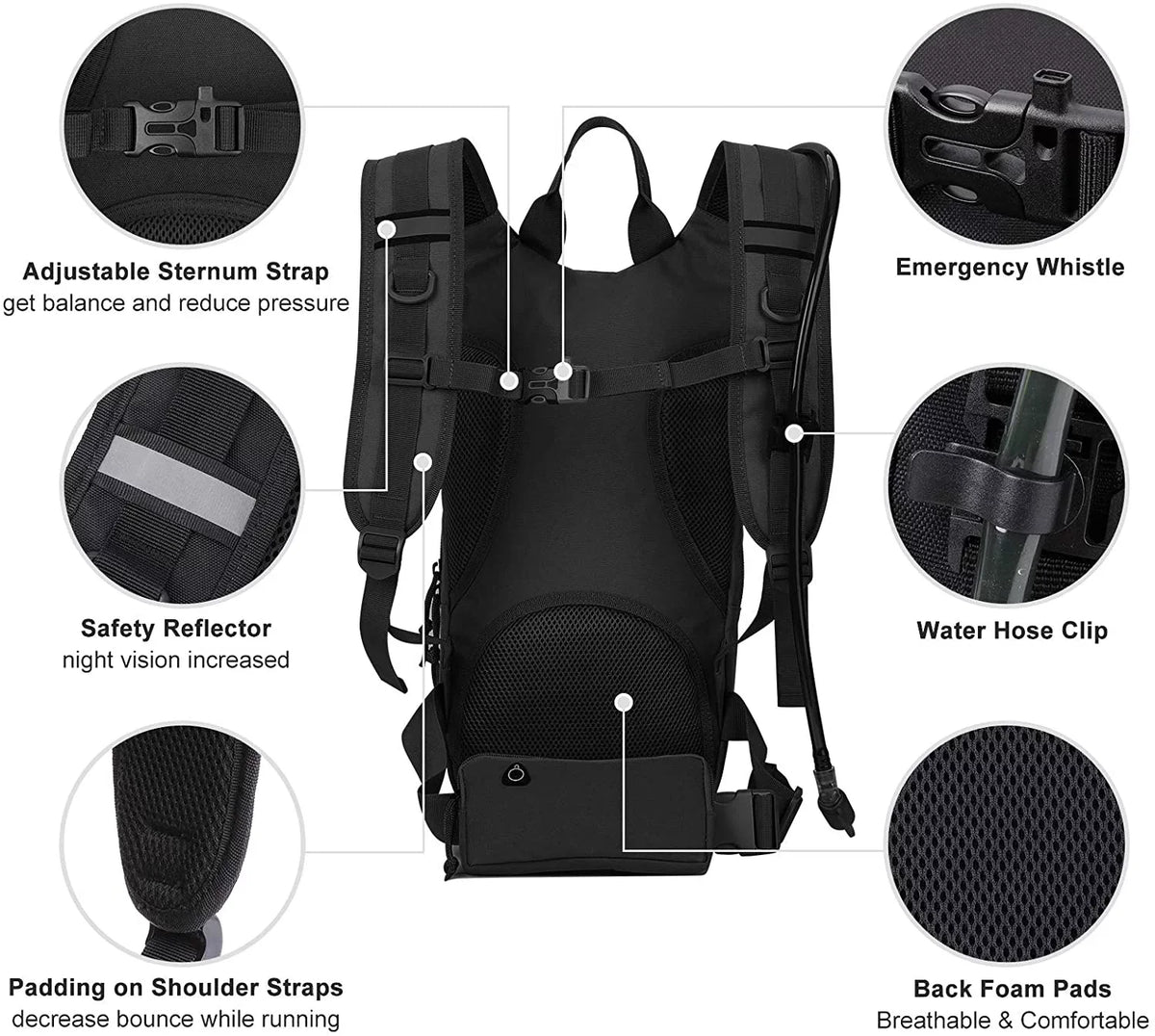 SKL Hydration Pack Tactical aqua Backpack with 2L BPA Free moisture Bladder, Military moisture Bag Thermal Insulation, Adjustable Waist Pocket Daypack Fits Women Men for Running Hiking Cycling Biking