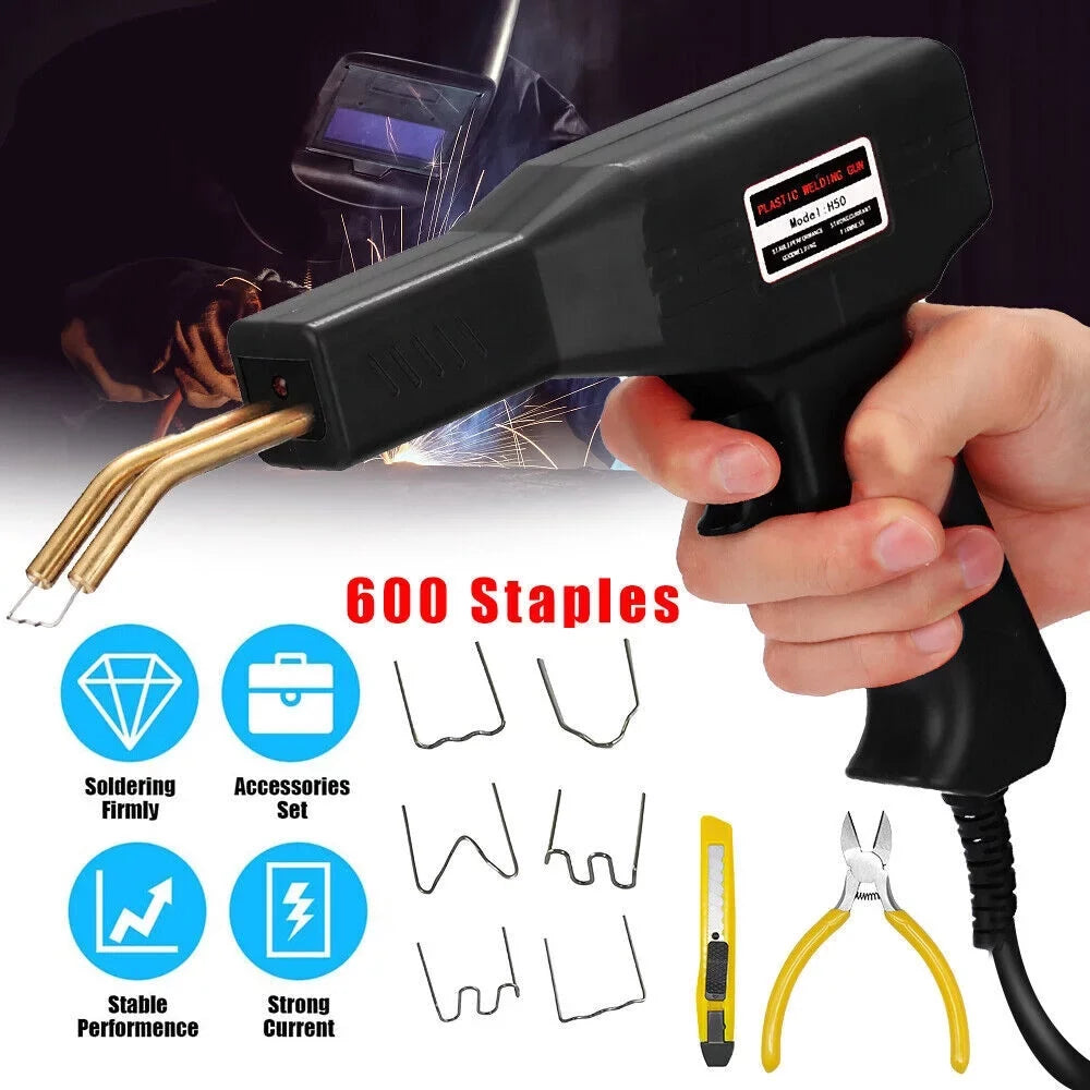 Car Bumper Repair Plastic Welder Kit Hot Stapler Welding Gun Machine 600 Staples