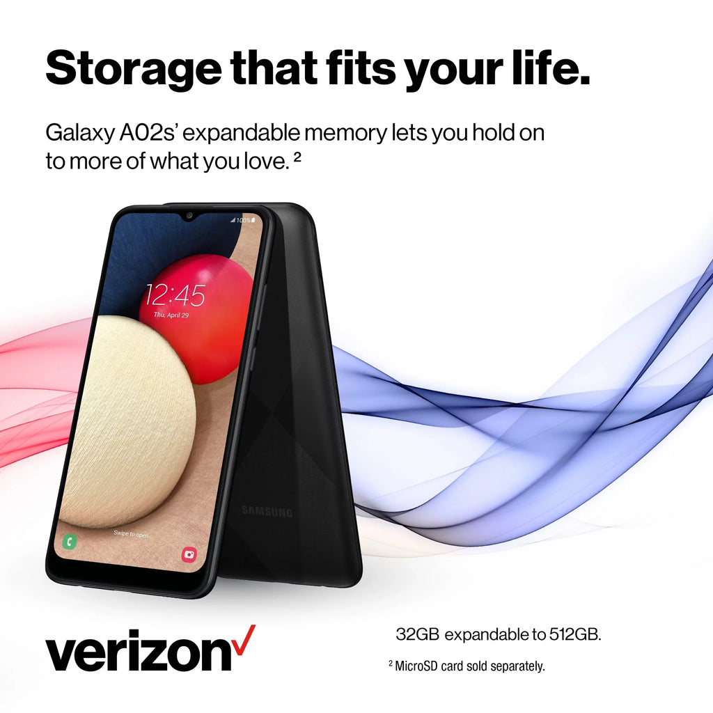 Verizon  Galaxy A02s 32GB, Black - Prepaid Smartphone