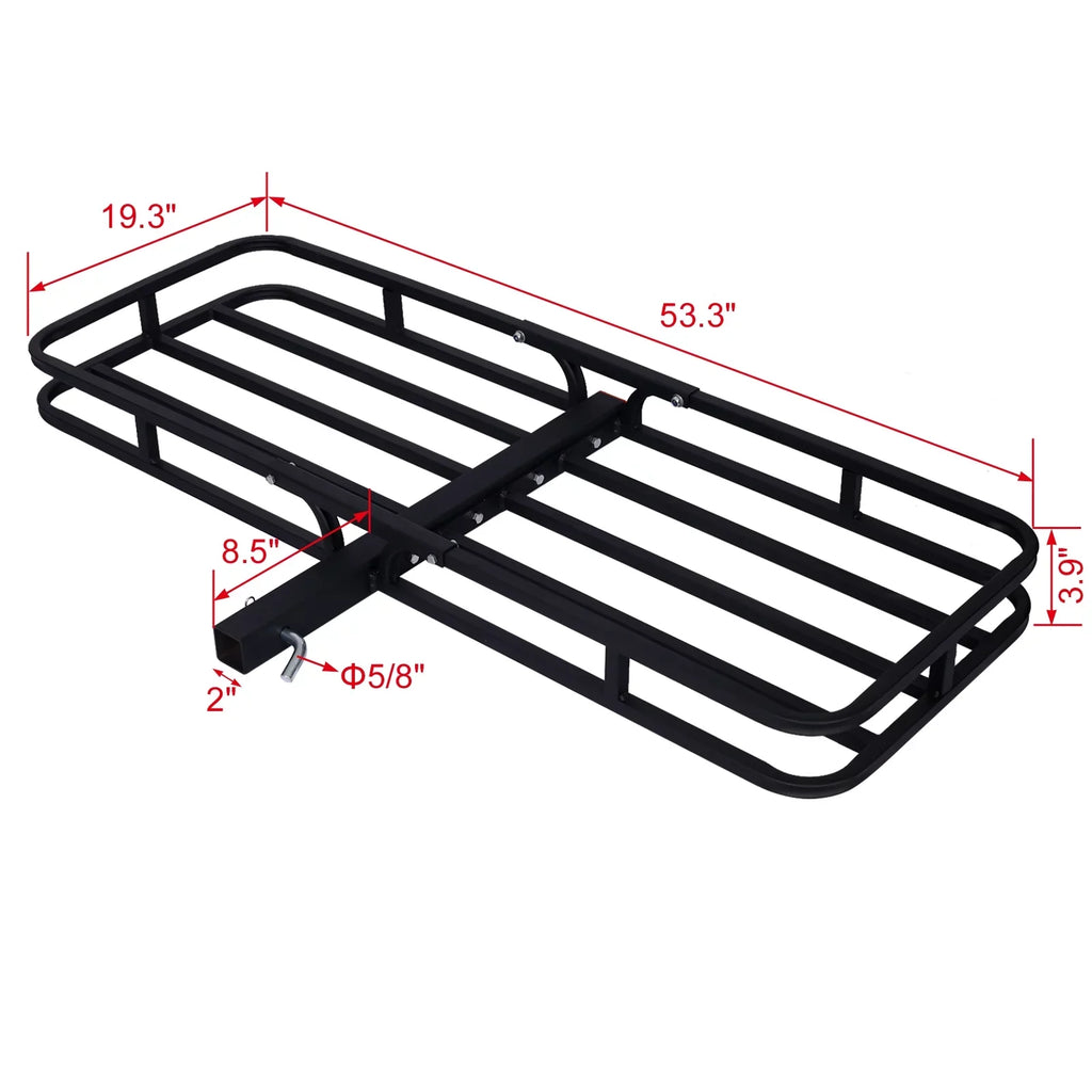 Hitch Mount Cargo Carrier, Rear Steel Cargo Rack Luggage Basket Rack with 2" Hitch Receiver for RV's, Trucks, SUV's, Vans, Cars - 500-lb Load Capacity, Black