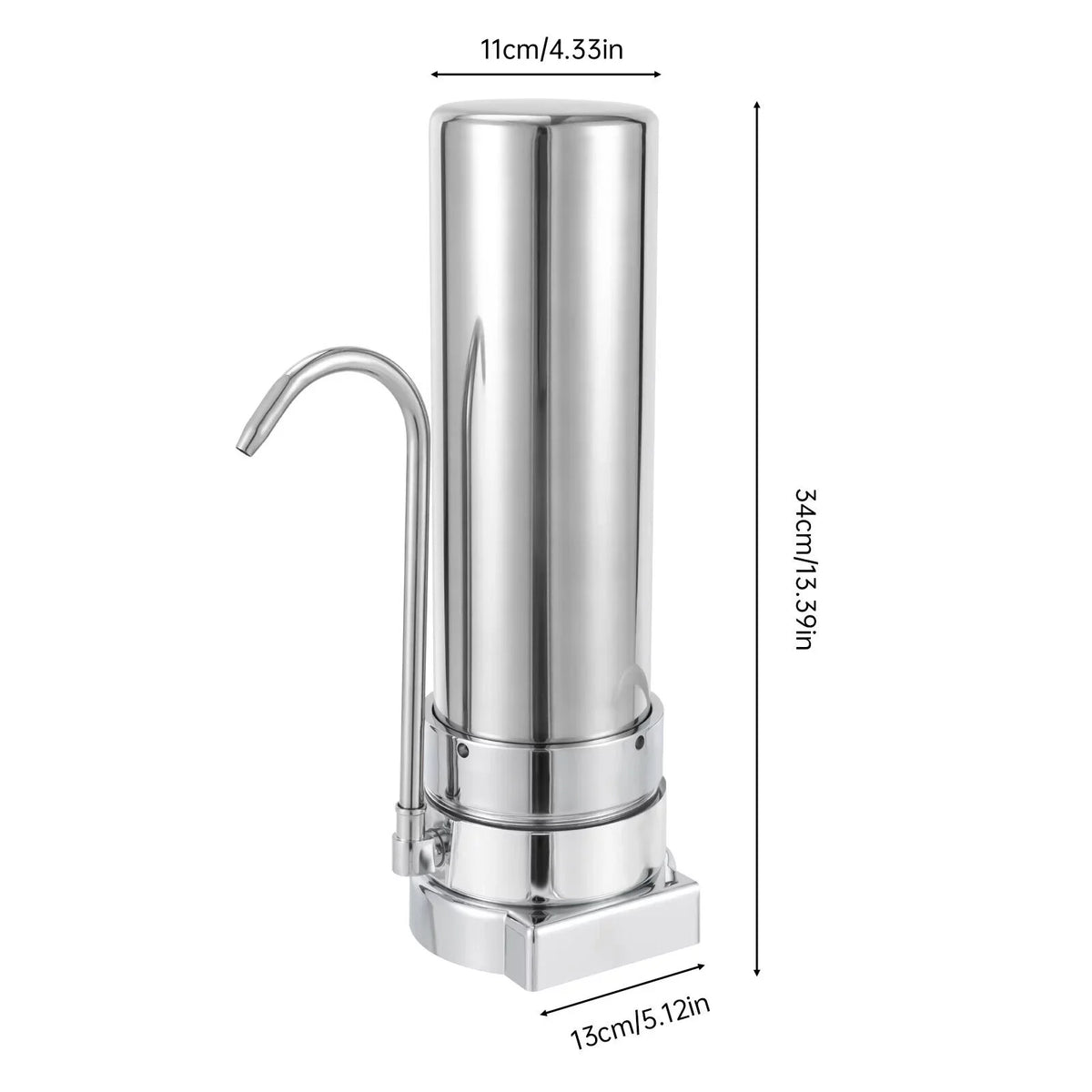 Countertop Filter Tap aqua Filtration Filter Sink Drinking System Stainless Silver