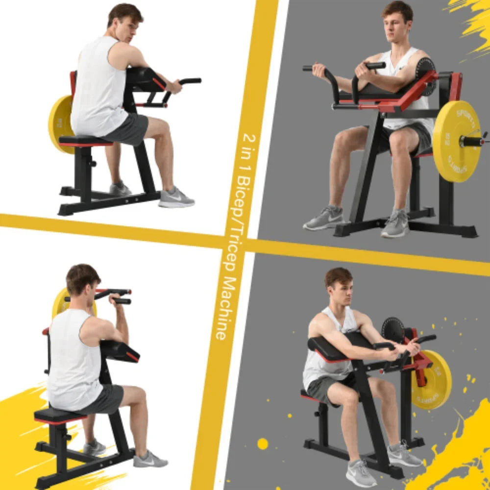 Leg Extension Curl Machine Exercises Strength Standard Bench with Adjustable Preacher Curl for Home Gym