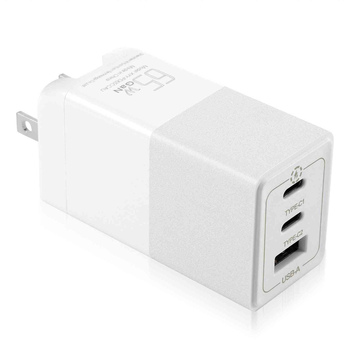 UrbanX 65W Fast Travel Charger with 3 Ports USB & Dual USB-C High-Speed Charging suitable with HTC One A9/One M9/Desire Eye/Butterfly 2/One Remix, iPhone,  Galaxy, Google Pixel, MacBook