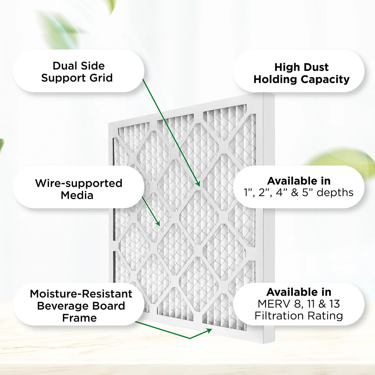 Actual Size: 15-1/2 x 23-1/2 x 1-3/4. Case of 12. 16x24x2 MERV 11, MPR 1000 Pleated AC Furnace 2" Air Filters by Pamlico