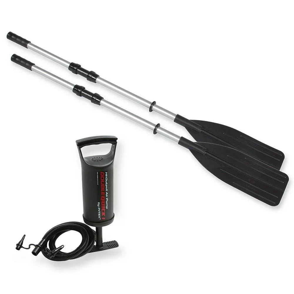 Intex 5 Person Fishing craft Set w/2 Oars & Eight Speed Trolling Motor