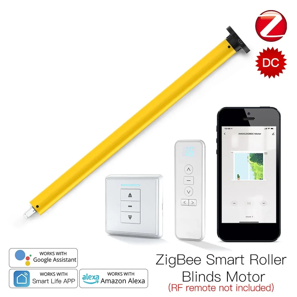 Pinnaco Automatic 25mm Smart Tubular Roller Blinds Motor Battery Powered Built-in Receiver RF433 Remote Control for 38mm Tube