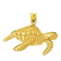 14K Gold Side View Sea Turtle Pendant