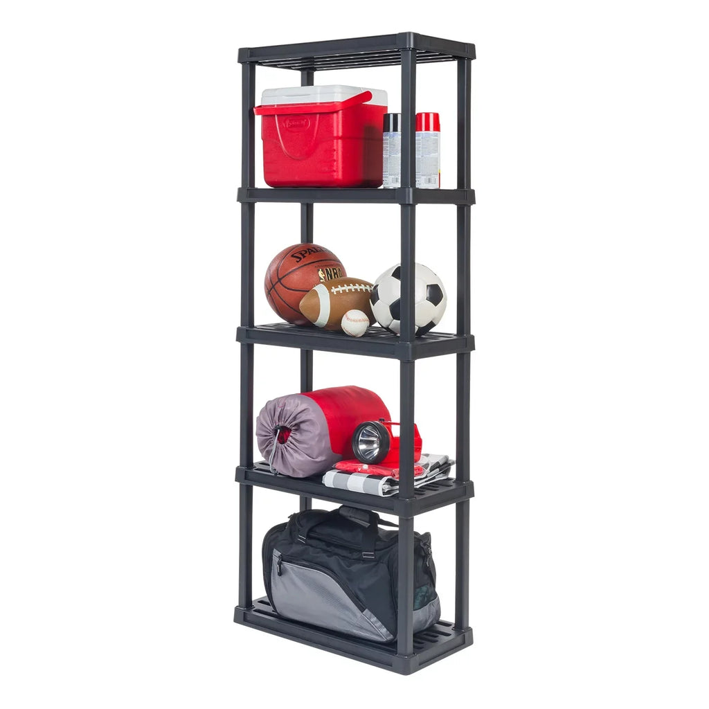 Total Capacity, Black. IRIS USA 5 -Tier Plastic Rack Storage Shelf with 200 lb