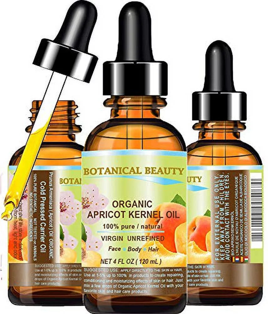 Dry Skin, Cracked Hands, Rosacea, Ecz.. Oz.- 120 Ml For Face, Body, Hair, Lip And Nail Care. Organic Apricot Kernel Oil Australian 100 % Pure Natural Virgin Unrefined Cold Pressed Carrier Oil 4 Fl