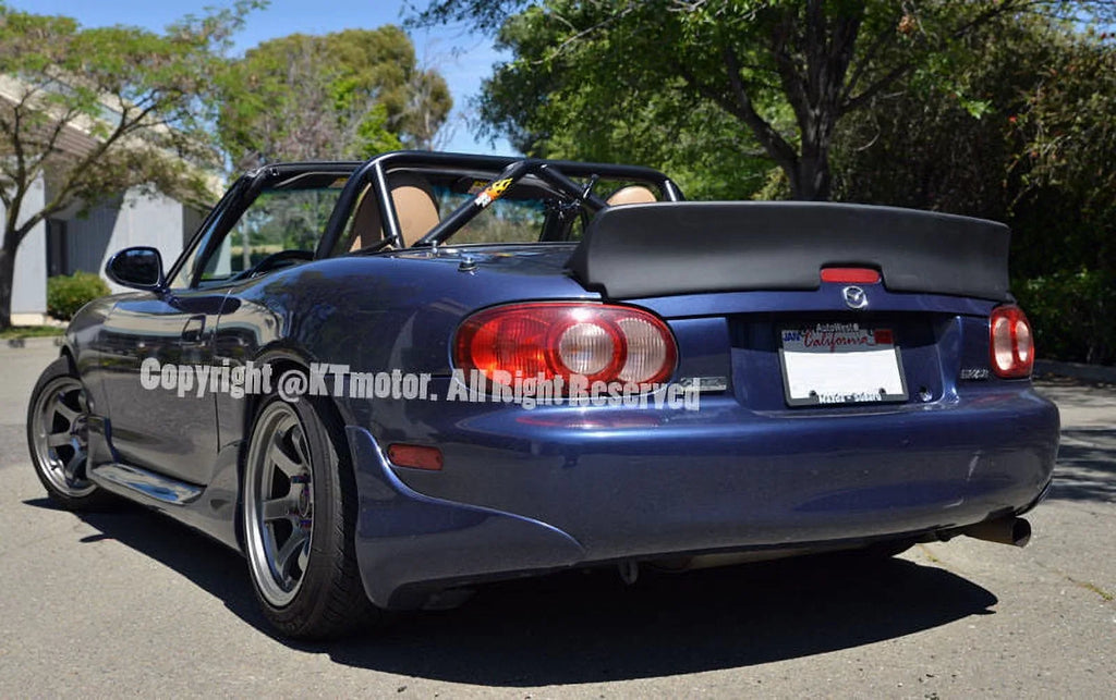 Replacement for 1999-2005 Mazda Miata MX5 NB | EOS Rocket Bunny Style Fiberglass Primer Black Rear Trunk Lid Wing Spoiler