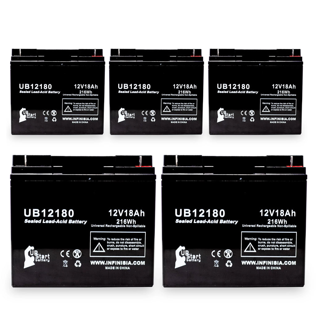 5x Pack - suitable General Power GPS2K12061 Battery - Replacement UB12180 Universal Sealed Lead Acid Battery (12V, 18Ah, 18000mAh, T4 Terminal, AGM, SLA)