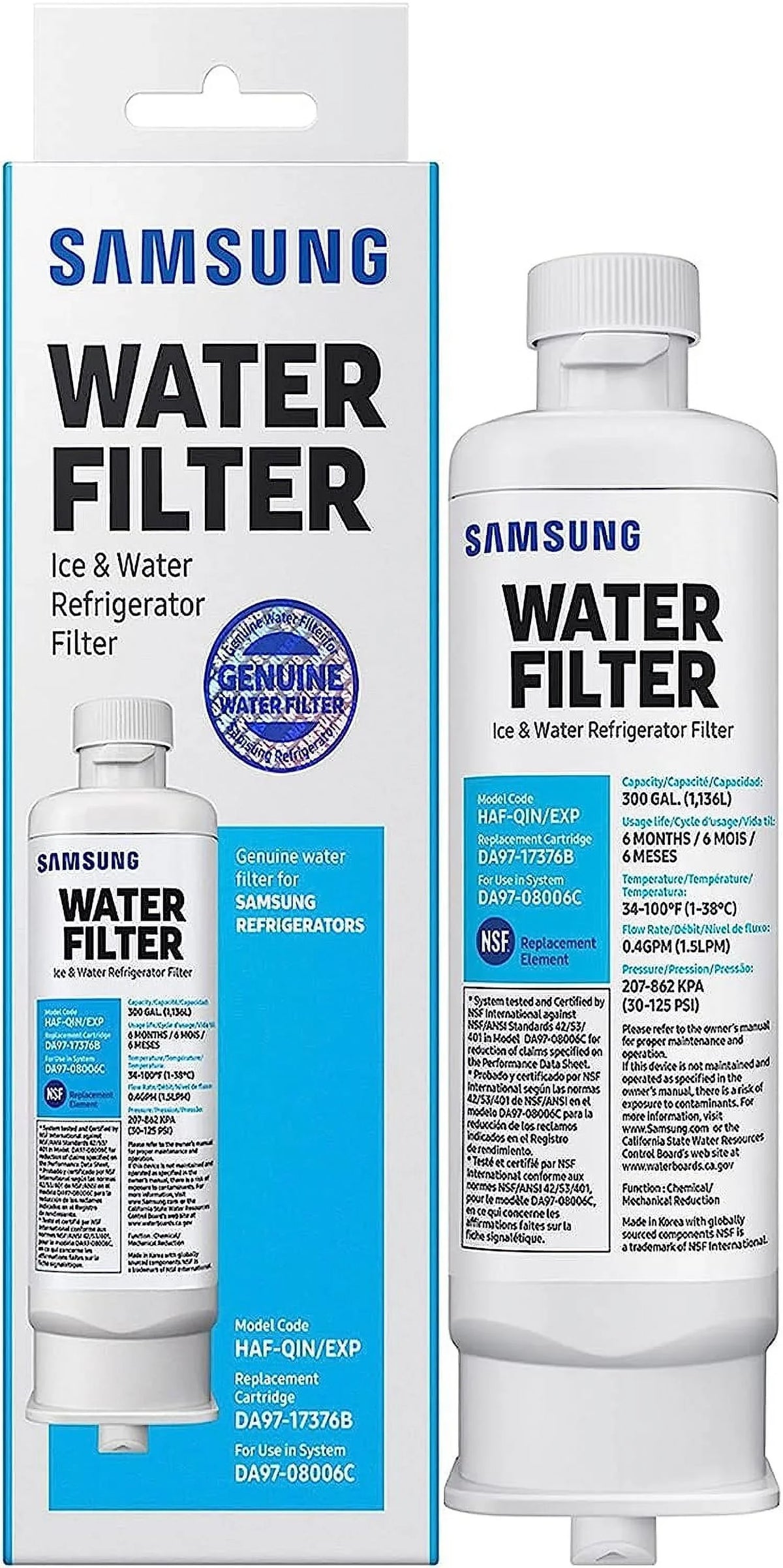 DA97-17376B HAF-QIN, DA9717376B HAF-QIN/EXP Refrigerator liquid Filter RF23M8070SG Pack of 4