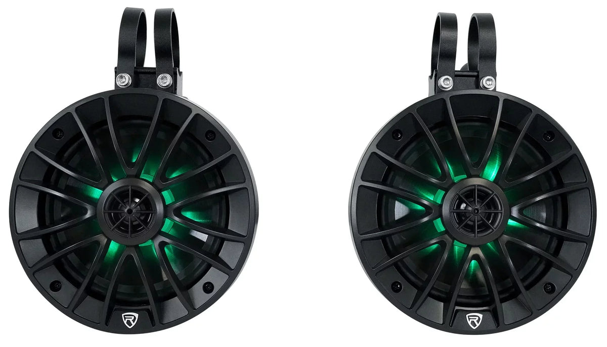 (4) Rockville PT65BR 6.5 inch Powered Bluetooth LED Tower Speakers For ATV/UTV/RZR