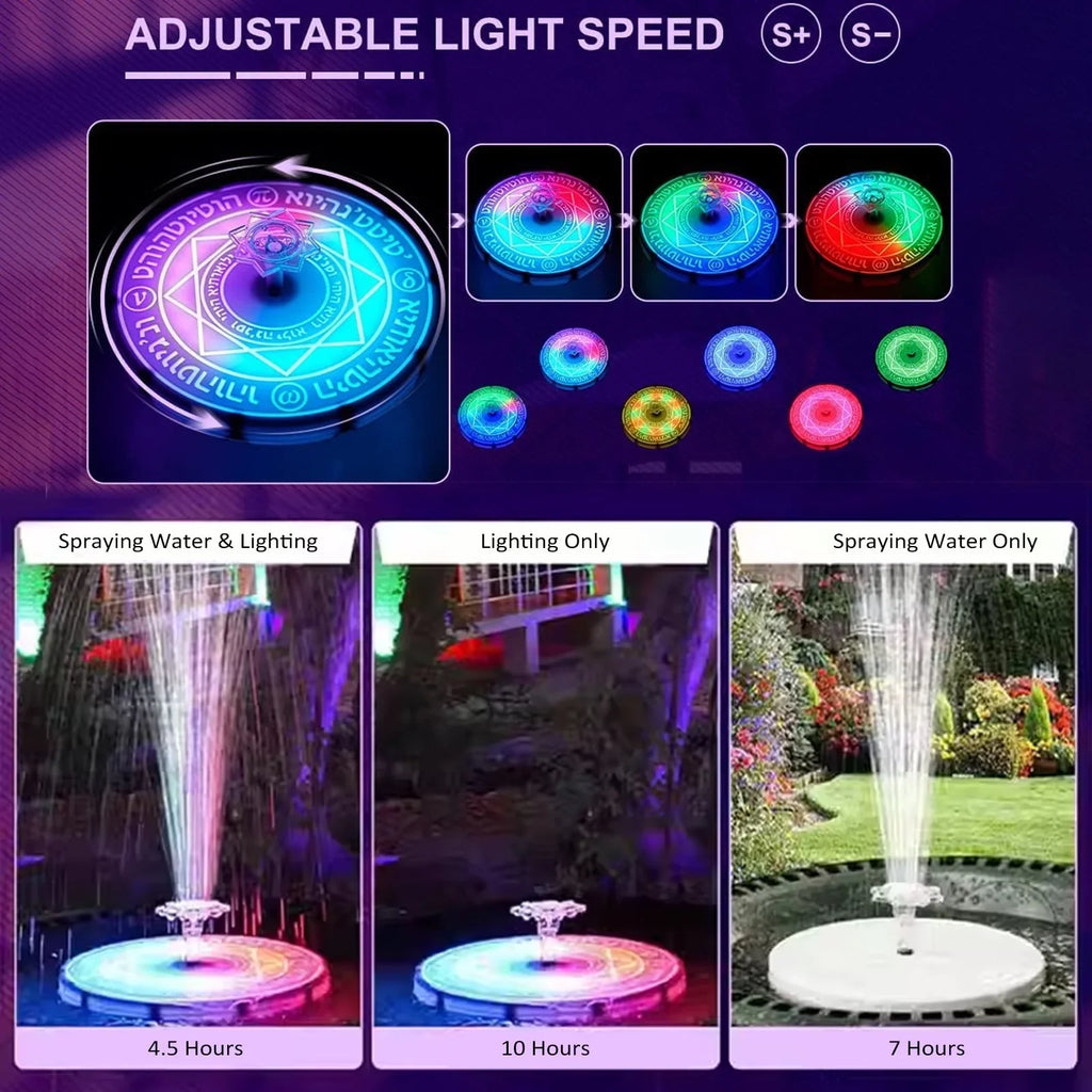 Walmeck Fountain Light, Solar Bath Pond Decoration with Remote Control LED, Outdoor Garden Decor