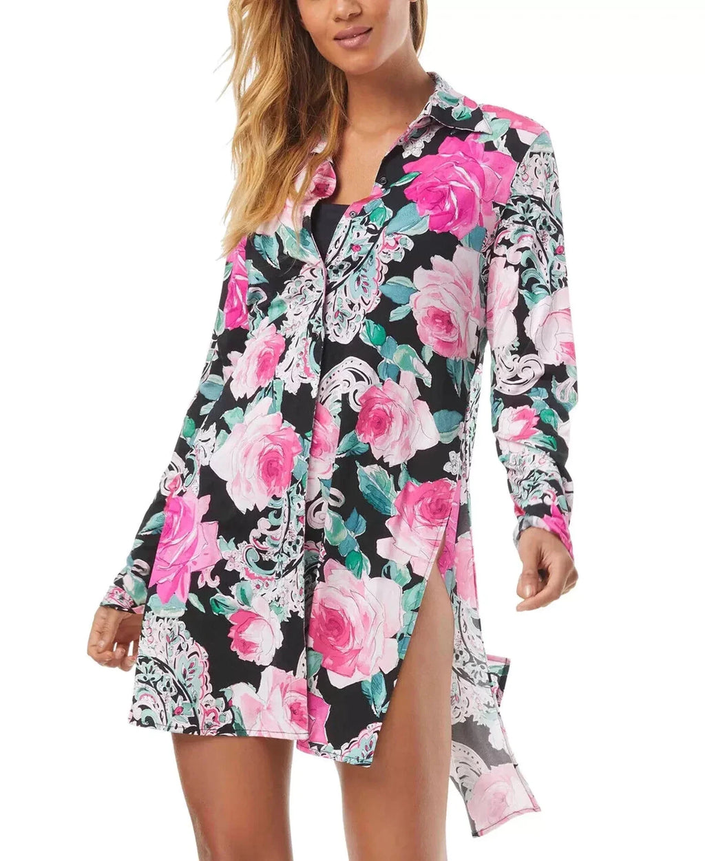 Carmen Marc Valvo Floral-Print Tie-Front wrap-Up